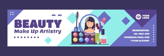 Flat minimal makeup artist twitch banner