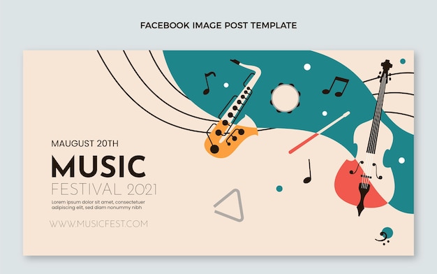 Free Vector flat minimal music festival facebook post