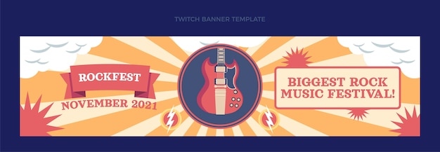 Free Vector flat minimal music festival twitch banner