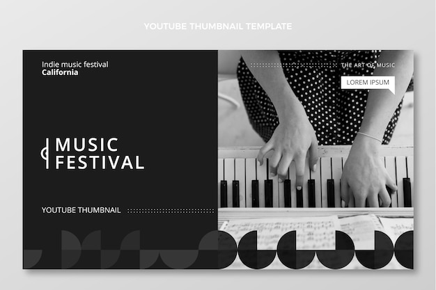 Free Vector flat minimal music festival youtube thumbnail