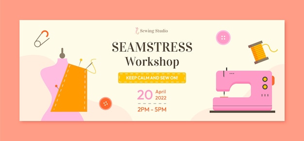 Flat minimal seamstress facebook cover