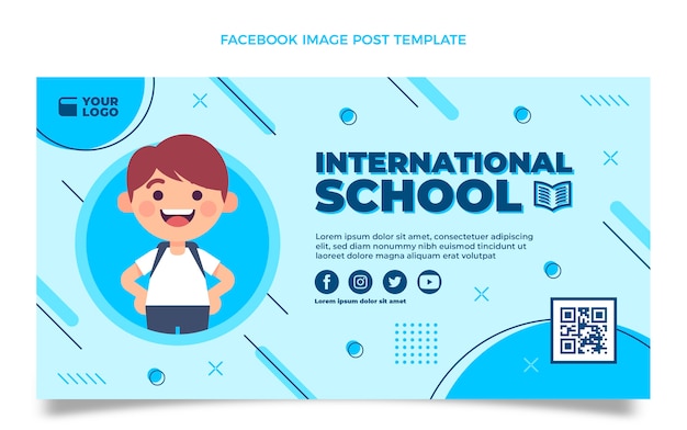 Flat minimal social media post template for attending international school