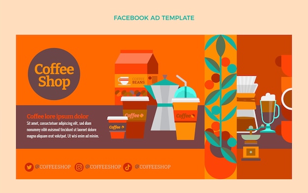 Free Vector flat minimal social media promo template for coffee shop