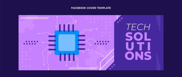 Flat minimal technology facebook cover template