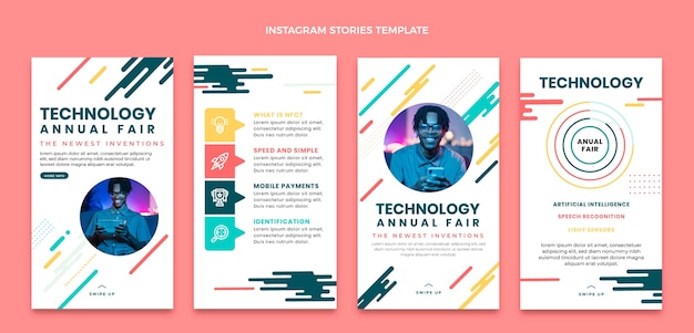 Flat minimal technology instagram stories collection