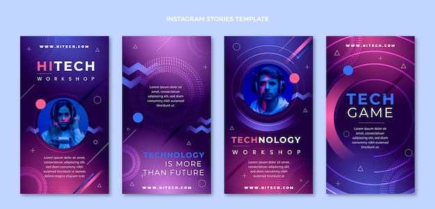 Free Vector flat minimal technology instagram stories