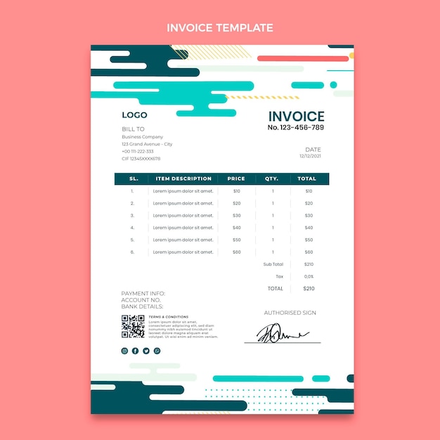 Flat minimal technology invoice template