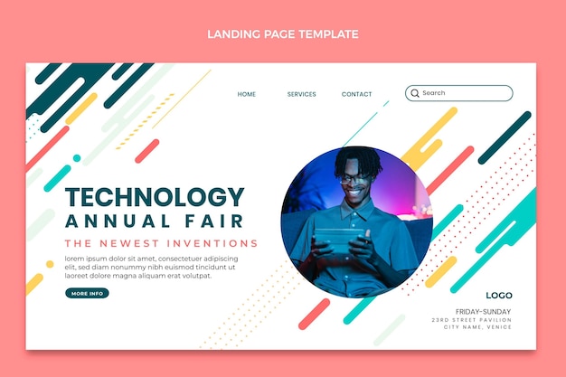 Free Vector flat minimal technology landing page template