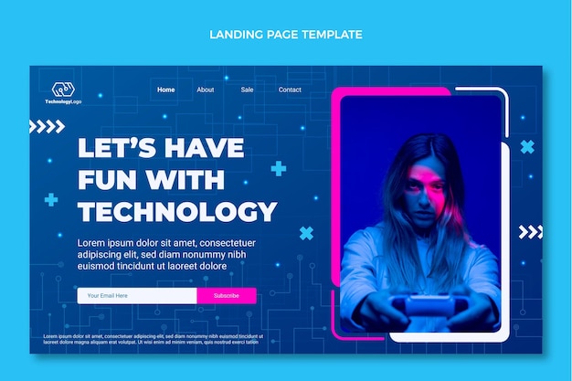 Flat minimal technology landing page