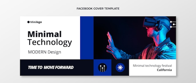 Free Vector flat minimal technology social media cover template