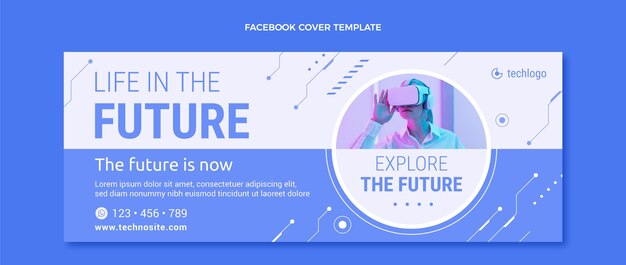 Flat minimal technology social media cover template