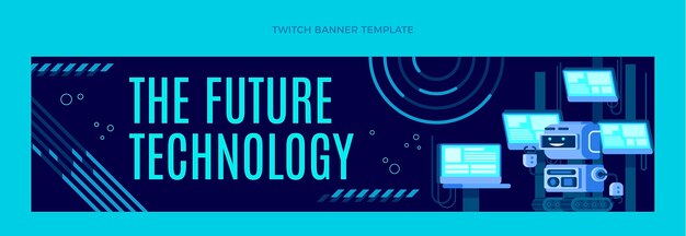 Flat minimal technology twitch banner