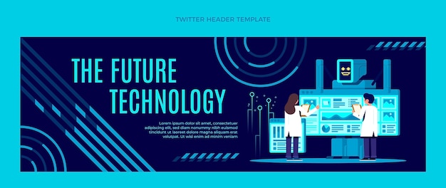 Flat minimal technology twitter header