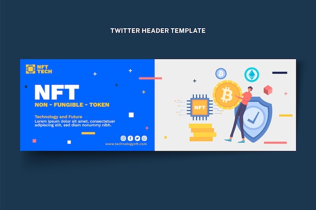 Flat minimal technology twitter header