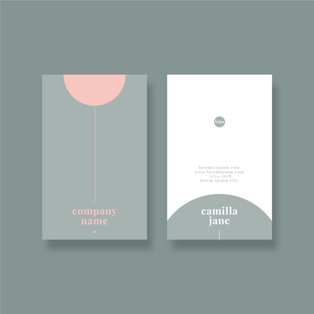 Flat minimal vertical double-sided business card template