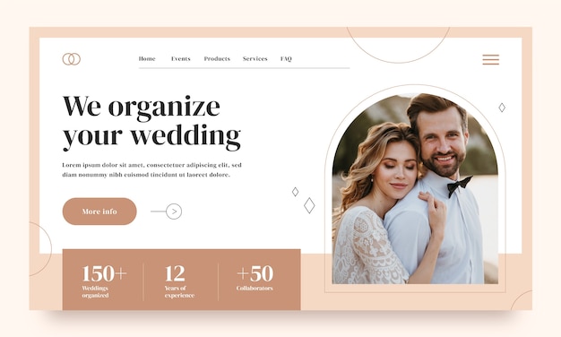 Free Vector flat minimal wedding landing page template