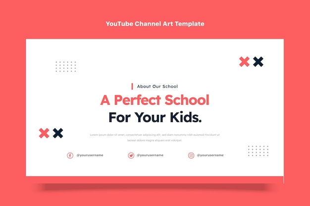 Flat minimal youtube channel art for attending international school