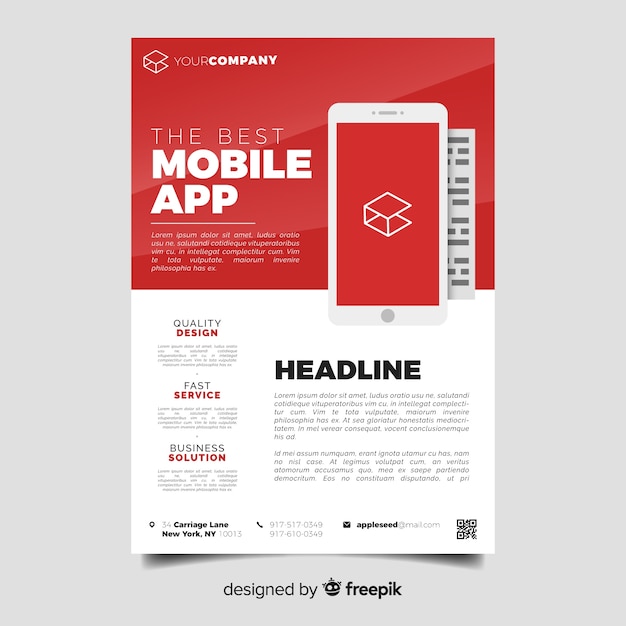 Free vector flat mobile app flyer template