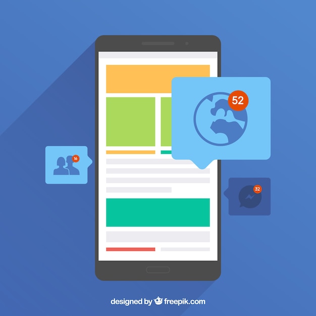 Flat mobile with facebook notifications