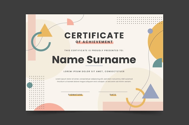 Flat modern certificate of achievement template