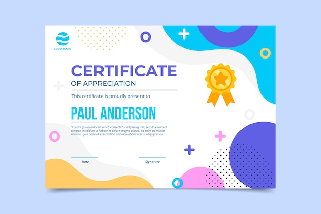 Flat modern certificate template