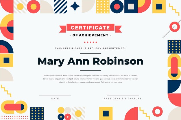 Flat modern certificate template