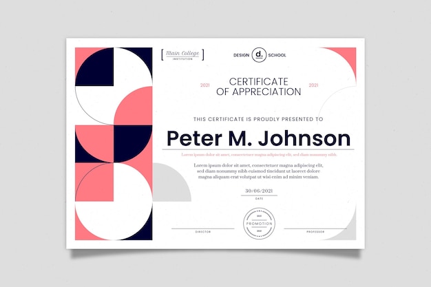 Free Vector flat modern certificate template