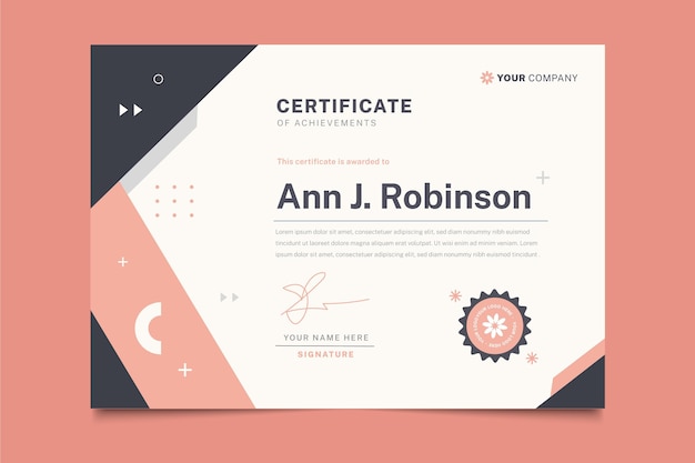 Flat modern certificate template