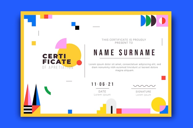 Flat modern certificate template