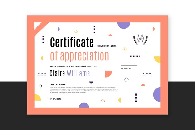 Flat modern certificate template