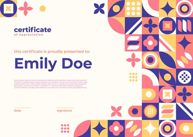 Flat modern certificate template