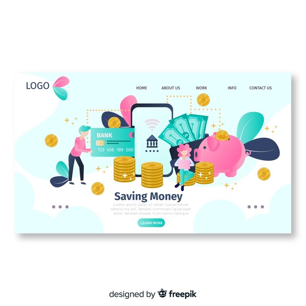 Flat money landing page template