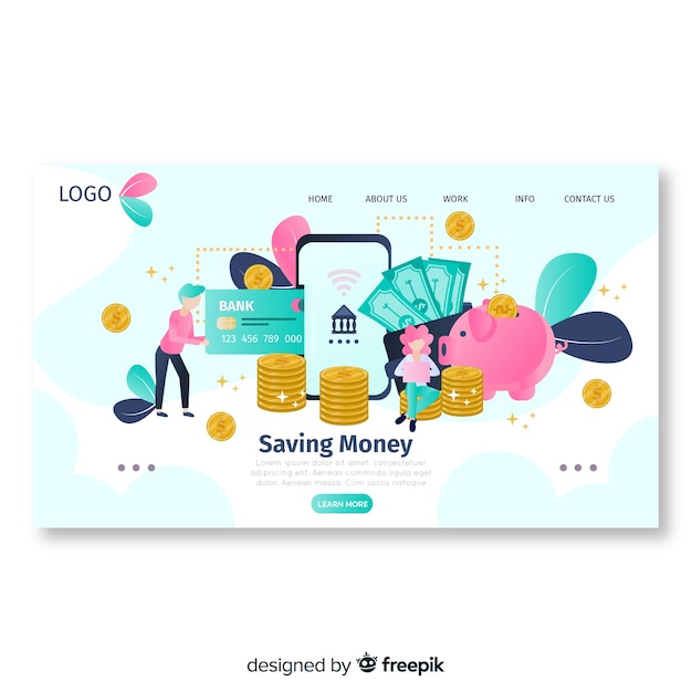 Flat money landing page template