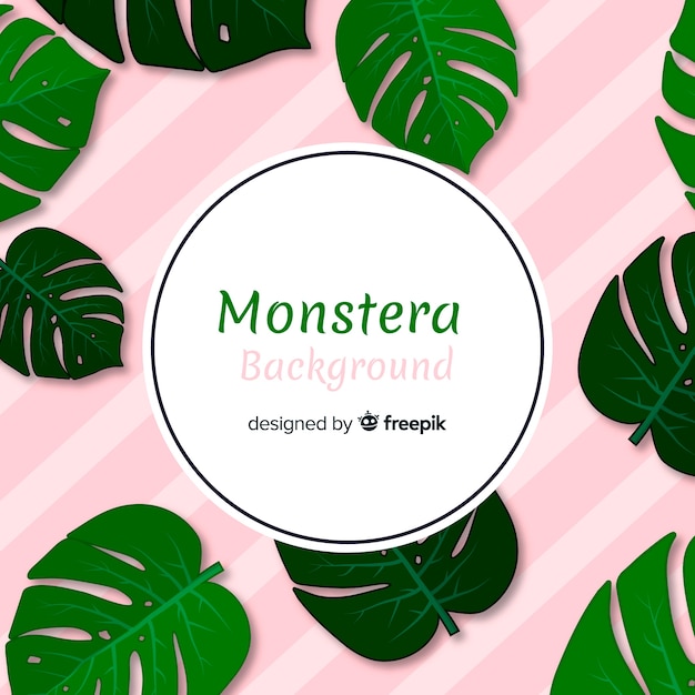 Free Vector flat monstera leaves background