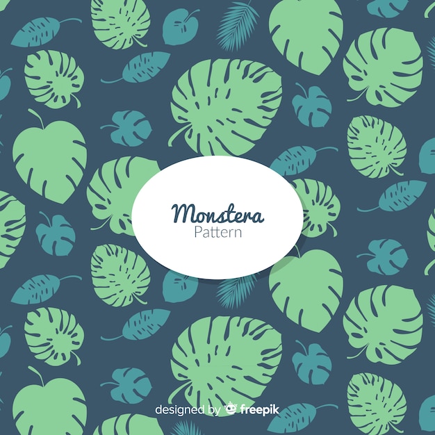 Flat monstera leaves pattern