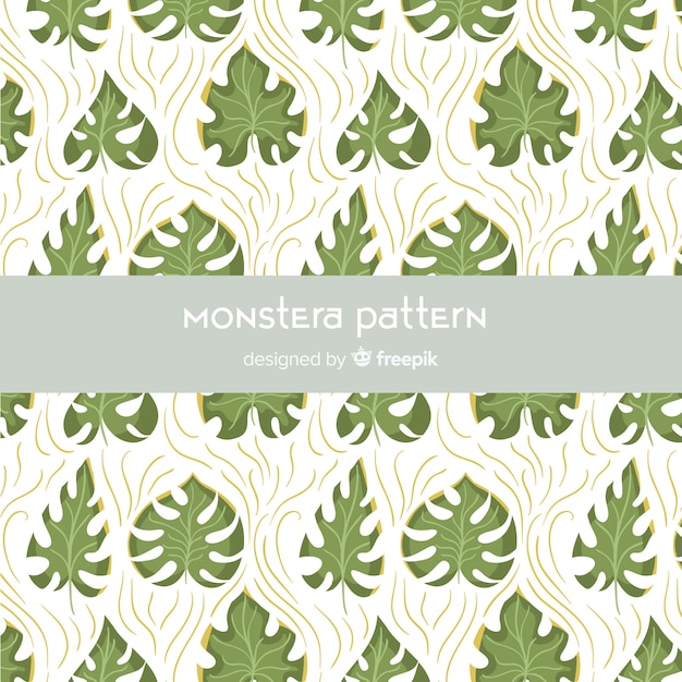 Free Vector flat monstera pattern