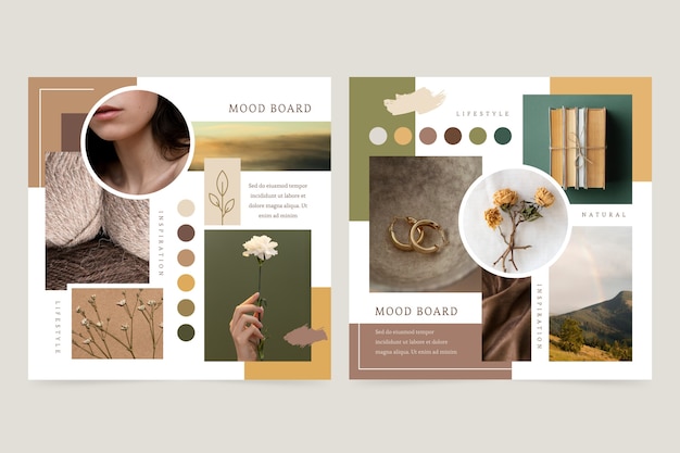 Free Vector flat mood board template design