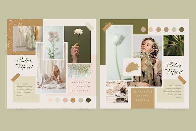 Free Vector flat mood board template design