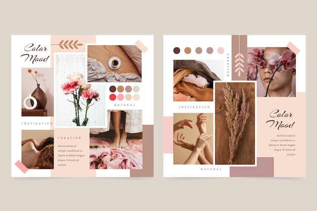 Free Vector flat mood board template design