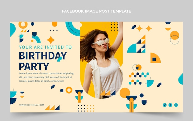 Flat mosaic birthday facebook post