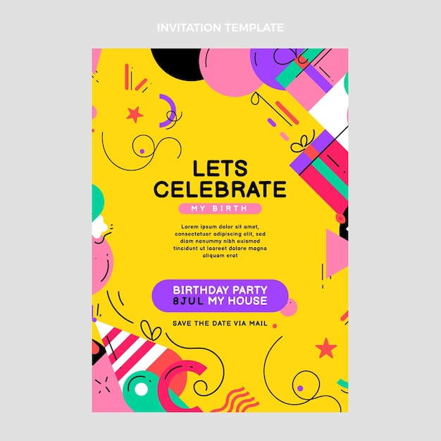 Free Vector flat mosaic birthday invitation