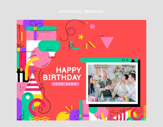 Free Vector flat mosaic birthday photocall