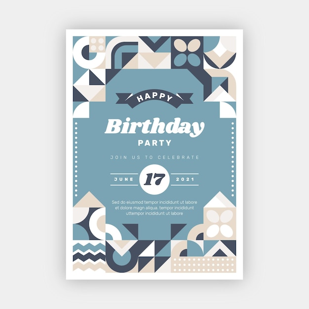 Free vector flat mosaic birthday poster