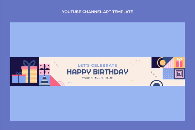 Flat mosaic birthday youtube channel art