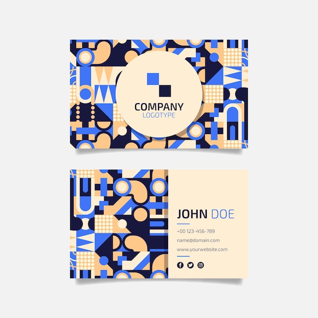 Flat mosaic business card template