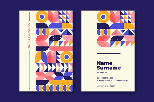 Flat mosaic business card template