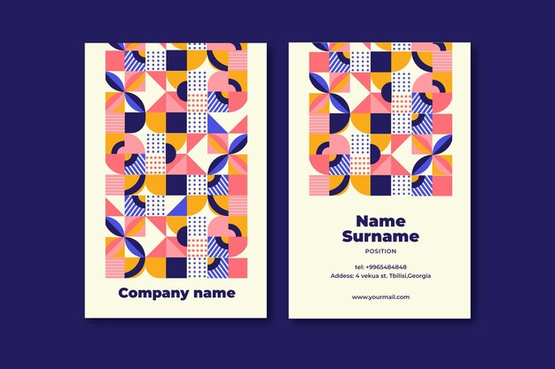 Flat mosaic business card template