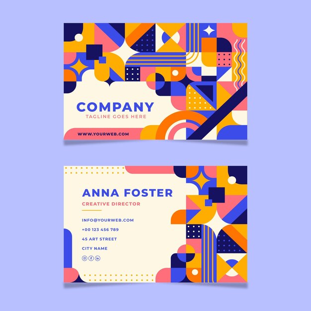 Flat mosaic business card template