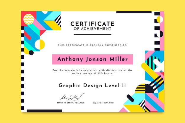 Flat mosaic certificate template