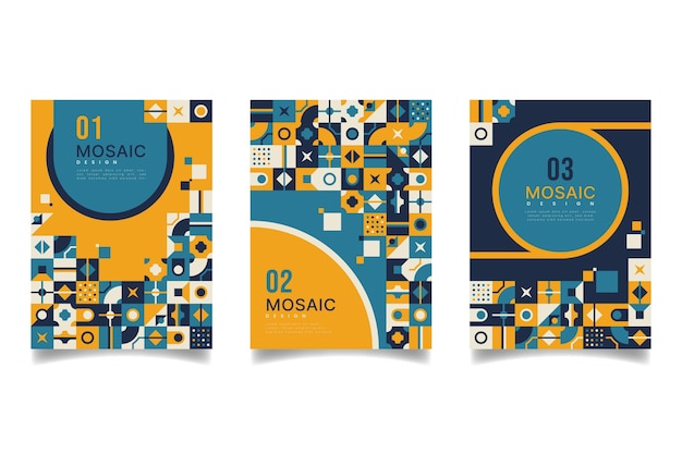 Free Vector flat mosaic covers set